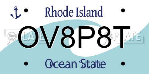 OV8P8T Rhode Island License Plate