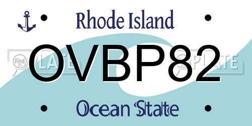 OVBP82 Rhode Island License Plate