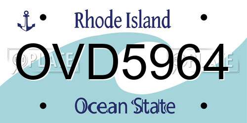 OVD5964 Rhode Island License Plate