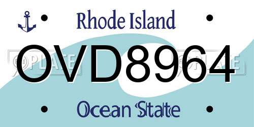 OVD8964 Rhode Island License Plate