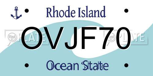 OVJF70 Rhode Island License Plate
