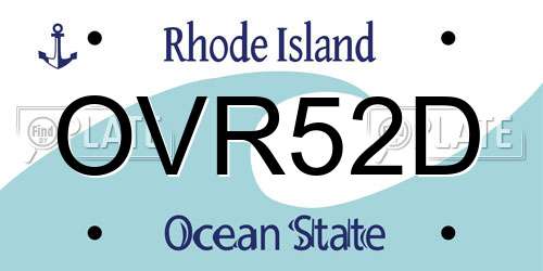 OVR52D Rhode Island License Plate