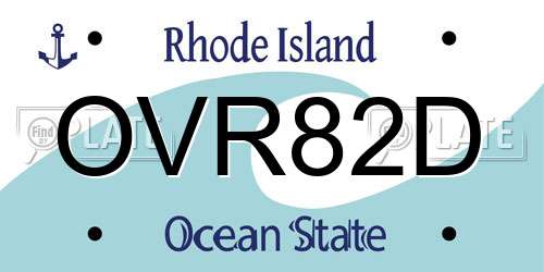 OVR82D Rhode Island License Plate