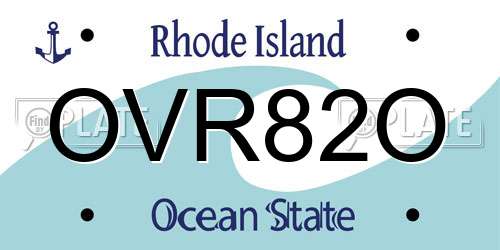 OVR82O Rhode Island License Plate