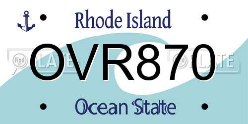 OVR870 Rhode Island License Plate