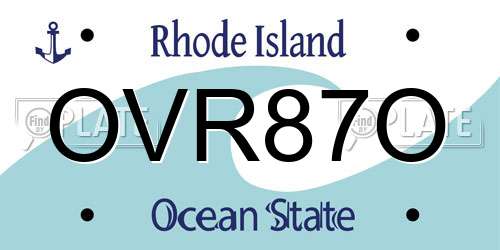 OVR87O Rhode Island License Plate