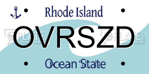 OVRSZD Rhode Island License Plate