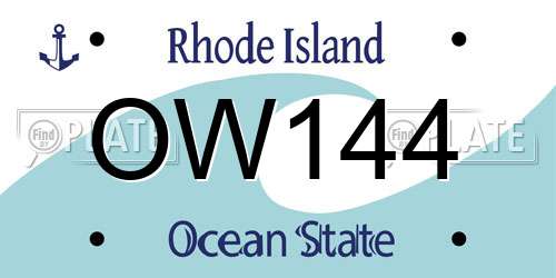 OW144 Rhode Island License Plate