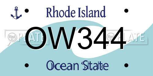 OW344 Rhode Island License Plate