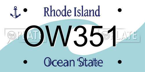 OW351 Rhode Island License Plate