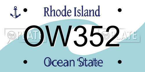 OW352 Rhode Island License Plate