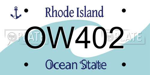 OW402 Rhode Island License Plate