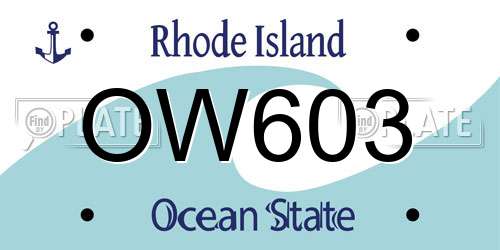 OW603 Rhode Island License Plate