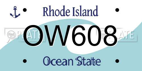 OW608 Rhode Island License Plate