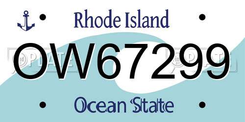 OW67299 Rhode Island License Plate
