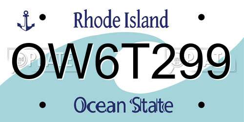 OW6T299 Rhode Island License Plate