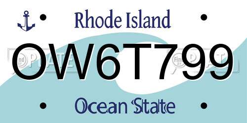 OW6T799 Rhode Island License Plate
