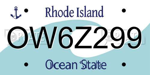 OW6Z299 Rhode Island License Plate