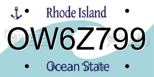 OW6Z799 Rhode Island License Plate