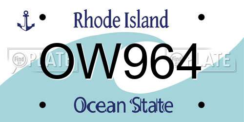 OW964 Rhode Island License Plate