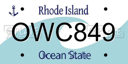 OWC849 Rhode Island License Plate
