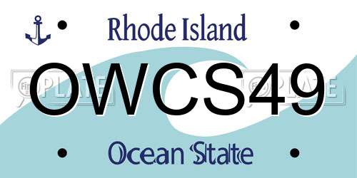 OWCS49 Rhode Island License Plate