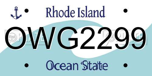OWG2299 Rhode Island License Plate