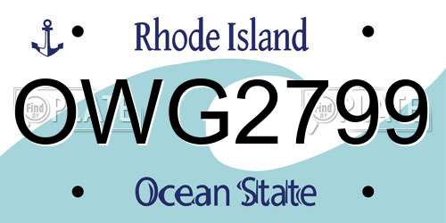 OWG2799 Rhode Island License Plate