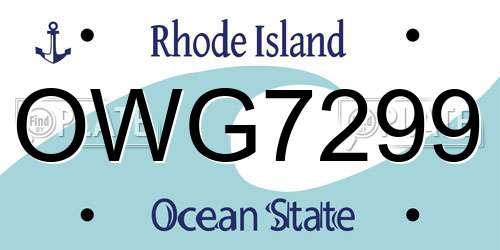 OWG7299 Rhode Island License Plate