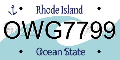 OWG7799 Rhode Island License Plate