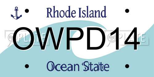OWPD14 Rhode Island License Plate