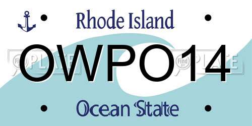 OWPO14 Rhode Island License Plate