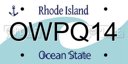 OWPQ14 Rhode Island License Plate