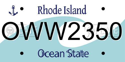OWW2350 Rhode Island License Plate