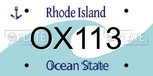 OX113 Rhode Island License Plate