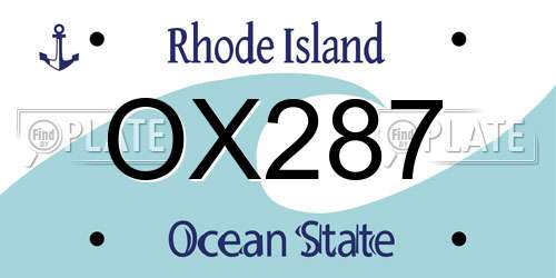 OX287 Rhode Island License Plate
