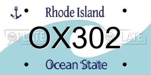 OX302 Rhode Island License Plate