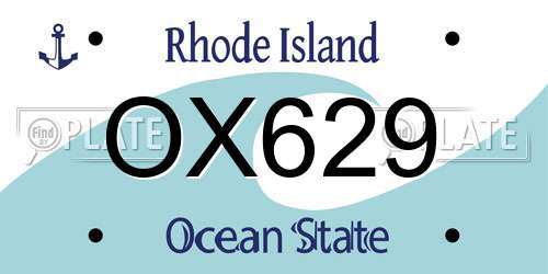 OX629 Rhode Island License Plate
