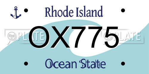 OX775 Rhode Island License Plate