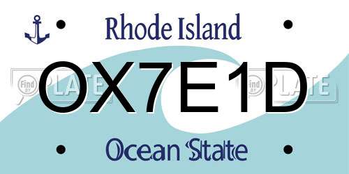OX7E1D Rhode Island License Plate
