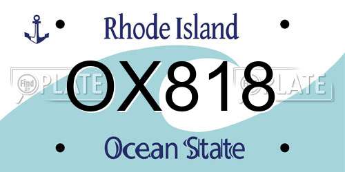 OX818 Rhode Island License Plate