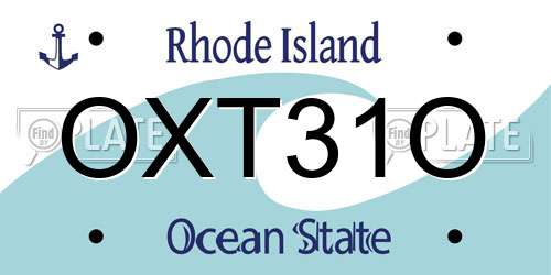 OXT31O Rhode Island License Plate