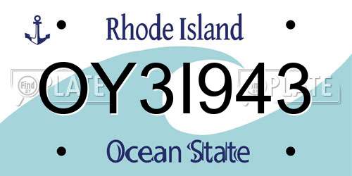 OY3I943 Rhode Island License Plate
