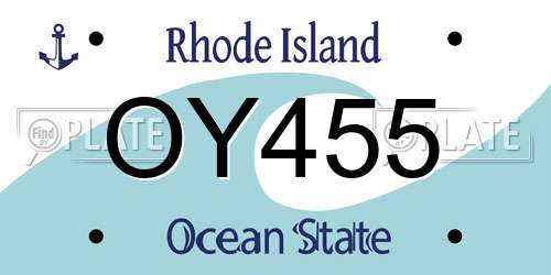 OY455 Rhode Island License Plate