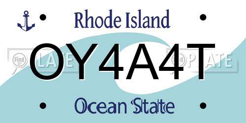OY4A4T Rhode Island License Plate