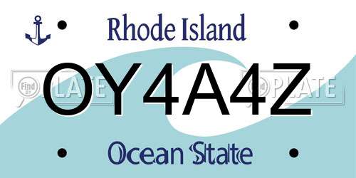 OY4A4Z Rhode Island License Plate