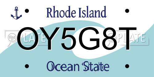 OY5G8T Rhode Island License Plate