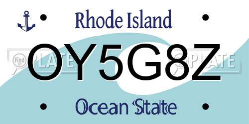 OY5G8Z Rhode Island License Plate