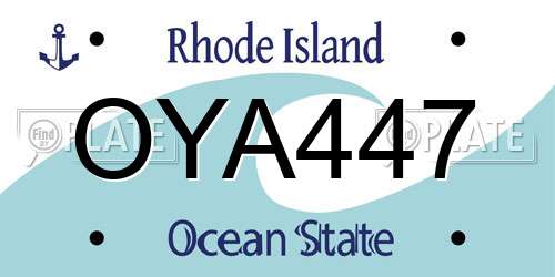 OYA447 Rhode Island License Plate