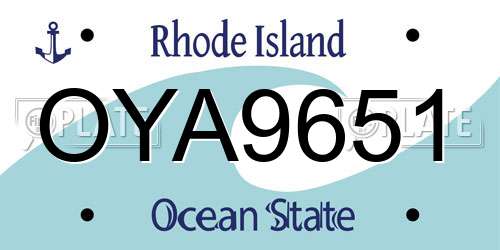 OYA9651 Rhode Island License Plate